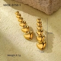 Boucles d'oreilles vintage en or 18K avec six cœurs empilés en finition dorée brillante - Cœur en Série Superposé Multi-couches (NMSE-D758-1) / Or