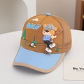 Detail view of the breathable mesh back and cartoon bear patch on this kids' golf baseball cap - 52cm (3-6 Years) / Dark Khaki