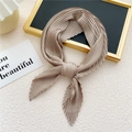 Elegant pleated champagne satin neck scarf featuring a minimalist vertical fold texture - Khaki