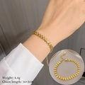 Minimalist gold titanium steel chain bracelet with geometric leaf shaped metal scales - Fish Scale Geometric Style / Gold