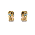 Exquisite golden puppy stud earrings with micro-set zircon crystals for women - Dog Stud Earrings / Gold