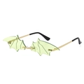 Green bat wing shaped sunglasses with stylish gold metal frame for costume parties - Green