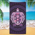 Purple sea turtle mandala pattern beach towel in microfiber material for beach vacations - Sea Turtle Beach Towel 8