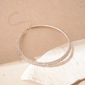 Detailed macro of a double-row rhinestone choker featuring a lobster clasp and extension chain - Double Row Choker / Silver