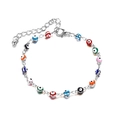 Colorful evil eye beaded bracelet with silver chain and adjustable lobster clasp - Silver Multi-color/Candy