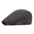 British vintage dark brown checkered flat cap with breathable fabric and ivy hat design - Coffee Plaid