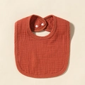 Soft orange cotton gauze baby bib with double-layer design and white snap buttons - Orange