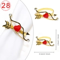 Golden arrow and red heart napkin ring decorated with sparkling rhinestones - Golden Bow Arrow Heart Red Rhinestone