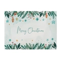 Detail of linen placemat with Merry Christmas print and festive botanical patterns - Pattern CD090-6