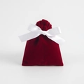 Red velvet gift bag with white satin drawstring bow for jewelry packaging - 7x9cm / Wine Red With White Ribbon