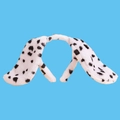 Plush dalmatian dog ears headband with black spots on white fur for costume party - Small Dots Spotted