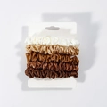 5-piece gradient brown satin scrunchie set with high-gloss finish on white card - 5PCS Coffee Gradient Satin Scrunchies
