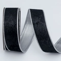 Premium black velvet ribbon with silver metallic edges for Christmas gift wrapping - 4cm*10 Yards / Black with Silver Back