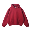 Sweat à capuche classique rouge foncé 350g doublé polaire avec poche kangourou - Rouge Foncé