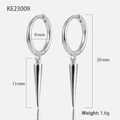 S925 Sterling Silber Creolen mit Spike-Anhänger in glänzender Silberoptik - Glattsilber