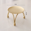 Golden 7cm Nordic metal candle holder tray with minimalist three-legged base design - Small Stool Holder-Gold
