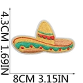Detailed view of yellow Mexican sombrero embroidery patch measuring 8cm by 4.3cm - Yellow Sombrero