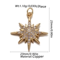 Detailed view of an 8-point gold star pendant with clear cubic zirconia in copper - CX148-06 (Gold Zircon Octagonal Star Pendant)