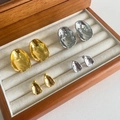 Abstract texture 925 silver irregular hammered round stud earrings in gold and silver - Large / Silver