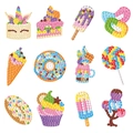 5D DIY diamond painting stickers set featuring colorful 12 sweet dessert themed shapes - 12Pcs Dessert 3