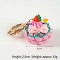 Pink cupcake keychain with red strawberry and fruit toppings on white background - 042 Purple (Pink Bow) - Gold 8-clasp
