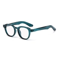 Retro runde Vollrand-Sonnenbrille aus transparentem dunkelgrünem TR90-Material - Planglas / Transparent tiefblauer Rahmen Anti-Blaulicht-Linse