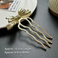 Pic à cheveux papillon doré champagne avec pince métallique à quatre dents 10,3x6,9cm - Style Nœud Papillon (137#) / Or
