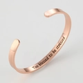Polished rose gold stainless steel C-shaped cuff bracelet with inner text engraving - Rose Gold G2545-Too blessed