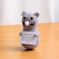 Handmade crochet mouse plush with motivational card for positive energy gift - Mouse
