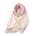 Pink and beige plaid scarf with soft fringe tassels, cozy autumn winter accessory - Pink
