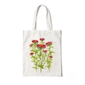 Off-white canvas tote bag featuring a red and green watercolor floral print pattern - Style I-Red Watercolor Flower