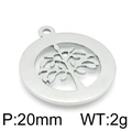 Colgante redondo árbol de la vida de acero inoxidable 20mm calado con peso de 2g - Estilo 4 (KLJ4261-Z) / Color Acero