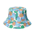 Foldable women's sun hat with tropical cactus print and wide brim for sun protection - Cactus Print (K)