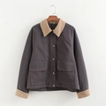 Chaqueta utility gris oscuro con cuello de pana en contraste y bolsillos con solapa - S / Gris