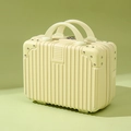 Mini 14 inch light yellow hardshell vanity suitcase with textured vertical stripes - 14" / Yellow