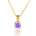 925 sterling silver necklace with purple round-cut gemstone in gold finish - February - Purplish Red