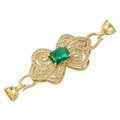 Détail macro du fermoir plaqué or 18K avec zircon vert pour la création de bijoux - Or avec Zircon Vert Magnétique (VK216)