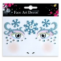 Blue glitter snowflake face art sticker with sparkling gems for eye makeup look - Christmas Snow Antlers