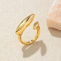 Close-up of a glossy gold-plated adjustable ring with an irregular teardrop design - Adjustable Open / Gold Waterdrop