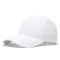 White quick-dry baseball cap with laser-perforated breathable holes for summer sports - One Size / White
