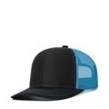 Classic blue and black mesh trucker hat with curved brim and breathable back panel - Adjustable / Black + Neon Blue Mesh