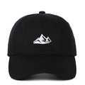 Klassische schwarze Baseballkappe mit weißer Bergstickerei und gebogenem Schirm-Stil - Schwarz