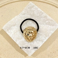 Golden lion head hair tie with black elastic band, stylish punk style accessory - Lion Head