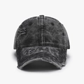 Distressed dark grey washed denim baseball cap with vintage frayed hole details - Adjustable / Black