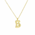 Detailed view of polished gold 18k balloon-style letter B pendant on a fine chain necklace - Necklace B