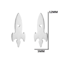 Silver rocket stud earrings with heart cutout design measuring 12mm by 5mm - Rocket / Steel