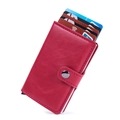 Rose red crazy horse PU leather RFID blocking wallet with pop-up aluminum card holder - Crazy Horse Red