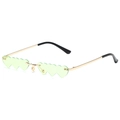 Green triple heart sunglasses with gold metal frame for parties and street style - Gold Frame Green
