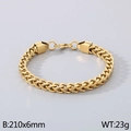 Bracciale a catena a lisca di pesce quadrata dorata da 6mm in acciaio inossidabile - 210mm x 6mm / Oro