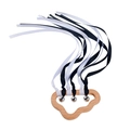 Cloud beechwood baby teether with black and white ribbons and small silver bells - Black and White